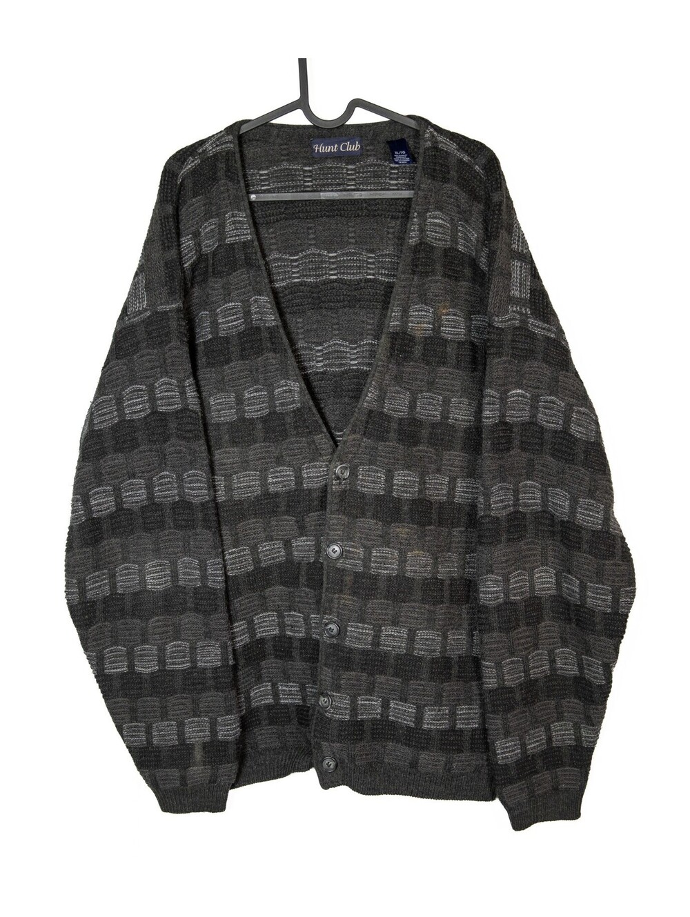 Vintage 90s Geometric Cardigan Preppy Knit Sweater Hunt Club Canada - Men's XL